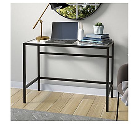 Hudson & Canal Sivil Modern Style Writing Desk With Glass Top