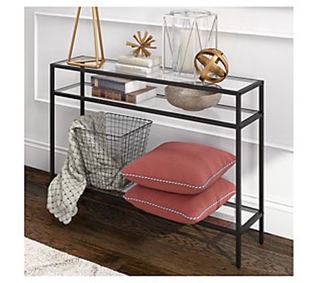 Hudson & Canal Siviline Console Table With Glas s Lower Shelves