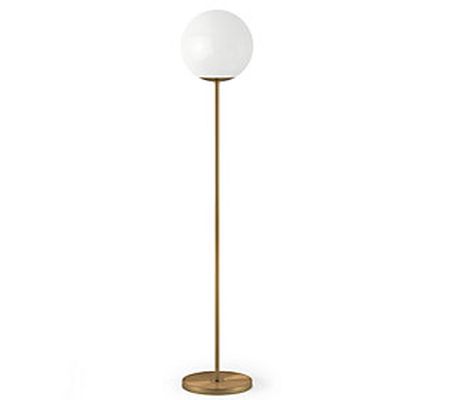 Hudson & Canal Theia Globe Style Floor Lamp Wit h Brass Base