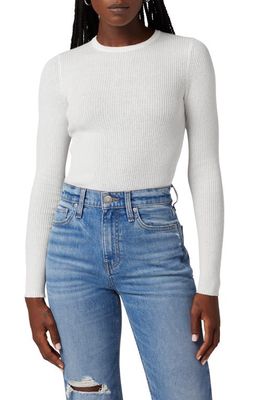 Hudson Jeans Back Keyhole Cutout Organic Cotton Blend Rib Sweater in Laser White