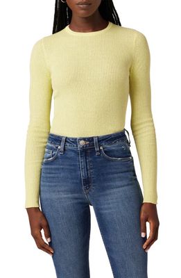 Hudson Jeans Back Keyhole Cutout Organic Cotton Blend Rib Sweater in Lemon Grass