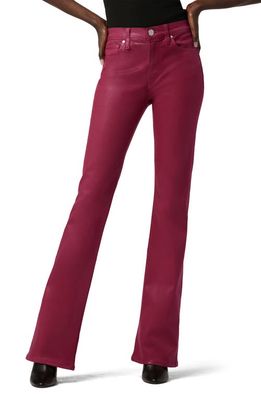Hudson Jeans Barbara High Waist Coated Bootcut Jeans in Coated Beet Red