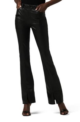 Hudson Jeans Barbara High Waist Slit Hem Bootcut Faux Leather Pants in Black