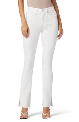 Hudson Jeans Barbara Split Raw Hem High Waist Baby Bootcut Jeans in White