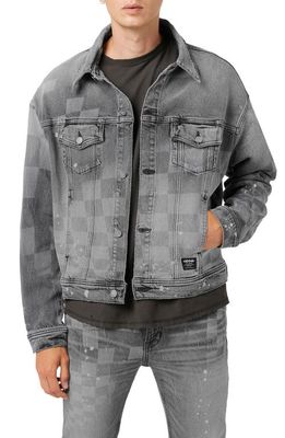 Hudson Jeans Checkerboard Denim Trucker Jacket in Grey Check