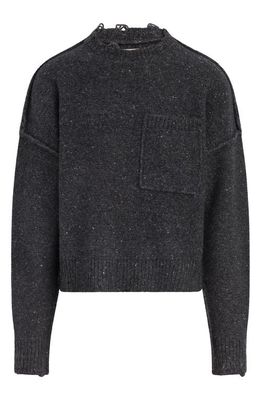 Hudson Jeans Crewneck Wool Blend Sweater in Charcoal