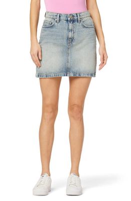 Hudson Jeans Curved Hem Denim Miniskirt in Sterling