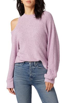 Hudson Jeans Cutout Shoulder Cotton Blend Sweater in Lilac Frost
