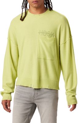 Hudson Jeans Distressed Wool & Cashmere Sweater in Lime