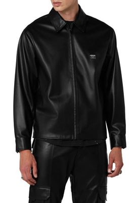 Hudson Jeans Faux Leather Zip-Up Shirt Jacket in Phantom