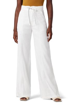Hudson Jeans High Waist Wide Leg Linen Blend Trousers in Optic White