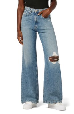 Hudson Jeans Jodie Ripped High Waist Wide Leg Jeans in Thunder Destructed