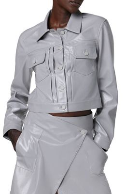 Hudson Jeans Lola Shrunken Coated Trucker Jacket in Ultimate Gray