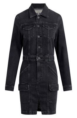 Hudson Jeans Long Sleeve Denim Cargo Minidress in Black Ink