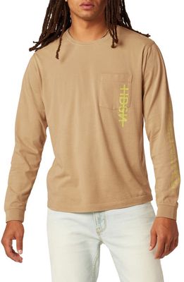 Hudson Jeans Long Sleeve Pocket Graphic T-Shirt in Dusty Beige Pink