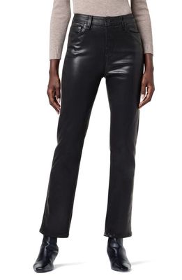 Hudson Jeans Nico Coated Straight Leg Ankle Jeans in Coated Black Beauty