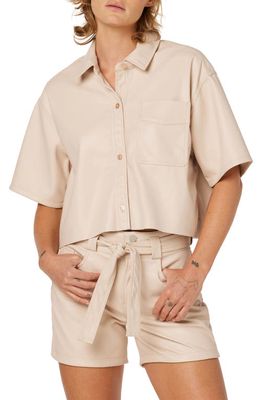 Hudson Jeans Oversize Crop Button-Up Top in Shell