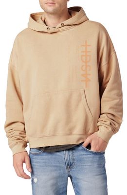 Hudson Jeans Oversize Crop Cotton French Terry Graphic Hoodie in Faded Coral