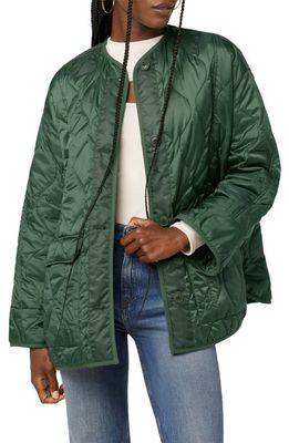 Hudson Jeans Oversize Quilted Liner Jacket in Rifle Green