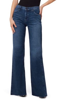 Hudson Jeans Rose High Waisted Raw Hem Wide Leg Jeans in Dover