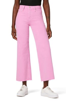 Hudson Jeans Rosie High Waist Raw Hem Wide Leg Jeans in Fuchsia Pink Clean