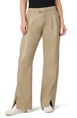 Hudson Jeans Rosie Pleated High Waist Wide Leg Faux Leather Pants in Chinchilla