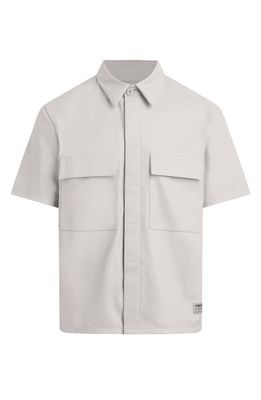 Hudson Jeans Short Sleeve Faux Leather Button-Up Shirt in Dove White