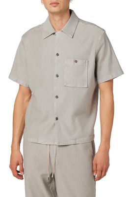 Hudson Jeans Short Sleeve Linen Blend Button-Up Camp Shirt in Cement