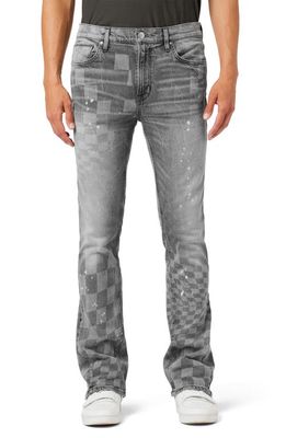 Hudson Jeans Walker Kick Flare Checkerboard Stretch Jeans in Grey Check