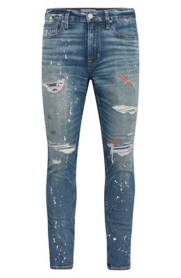 Hudson Jeans Zack Ripped Splatter Skinny Jeans in Indigo Pop