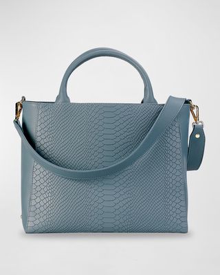 Hudson Python-Embossed Top-Handle Bag