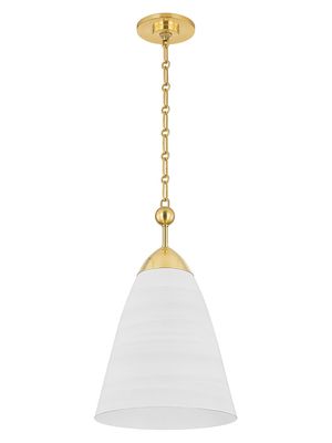 Hudson Valley Lighting x Becki Owens Bronson Pendant - Aged Brass White Plaster - Size 19.25'' x 25.75''