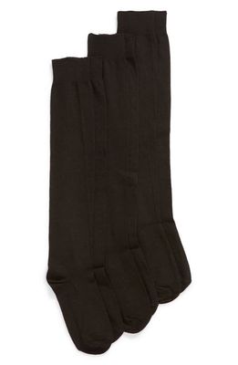 Hue 3-Pack Flat Knit Knee High Socks in Black Pack