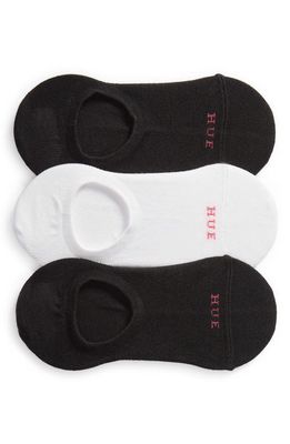 Hue 3-Pack The Perfect Sneaker Liner Socks in Black/white