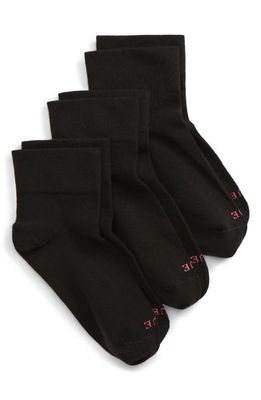 Hue Cotton Body 3-Pack Ankle Socks in Black Pack