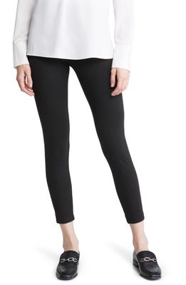 Hue Reversible Ponte Knit Crop Leggings in Black/Gray