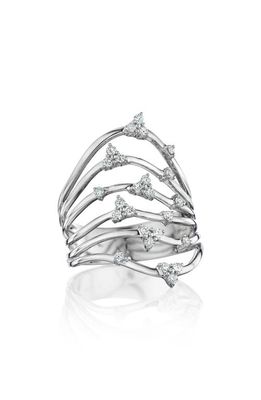 Hueb Luminous Stacked Diamond Ring in White Gold