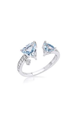 Hueb Mirage Aquamarine & Diamond Split Ring in White Gold