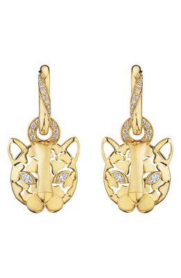 Hueb Onsa Cat Diamond Drop Earrings in Yellow Gold
