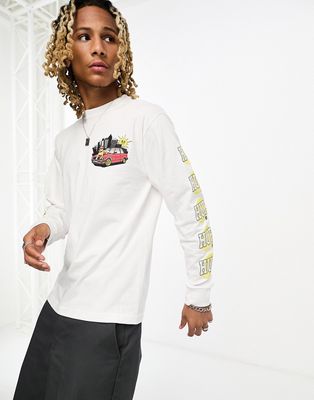HUF 97 long sleeve T-shirt in white with chest and arm placement print