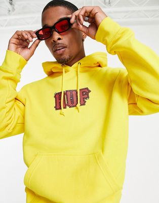 HUF amazing H print pullover hoodie in yellow