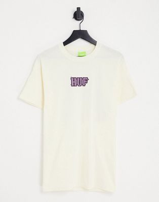 HUF amazing H print t-shirt in beige-Neutral