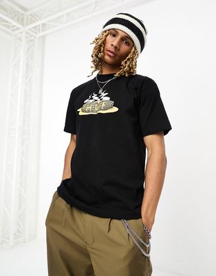 HUF cob short sleeve T-shirt in black with chest placement print
