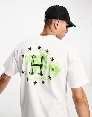 HUF galactic motto short sleeve t-shirt in white with chest and back placement print