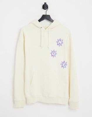 HUF infinity jewel print pullover hoodie in off white