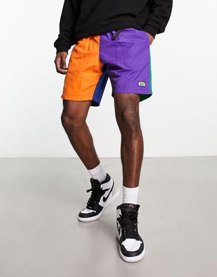 HUF new day packable tech shorts in multicolored panels