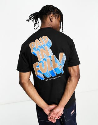 HUF paid in full T-shirt in black with chest and back print