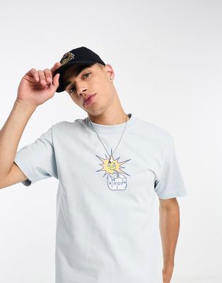 HUF sippin sun short sleeve t-shirt in light blue with chest placement print