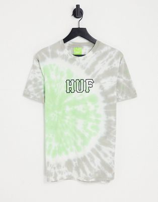 HUF t-shirt in green and gray tie dye-Multi