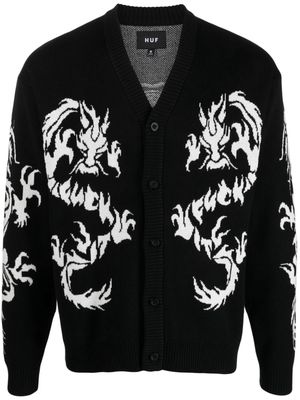Huf Twin Dragon jacquard-knit cardigan - Black